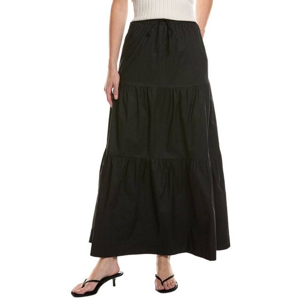 Nia Womens  Cora Tiered Maxi Skirt, Black